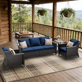 4 Pieces Patio Conversation Furniture Set - 1 Sofa, 2 Armchairs, 1 Side Table - Photo 5