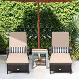 COSTWAY PE Rattan Chaise Lounge Chair, 6 Gear Adjustable Recliner with Armrest & Pillow - Photo 2