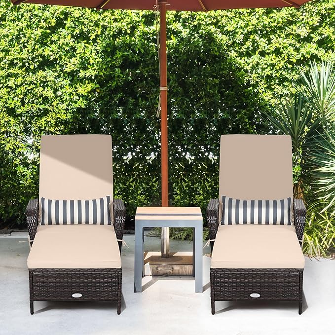 Tangkula Wicker Chaise Lounge Outdoor, Patio Rattan Reclining Chaise with 6-Gear Adjustable Backrest - Photo 9