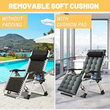 NAIZEA Padded Zero Gravity Chair, Folding Outdoor Lounge Chairs, Adjustable Reclining Camping Chairs with Cup Holder - Photo 3