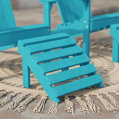 Wildridge Classic Footrest, Aruba Blue - Outdoor Weather Resistant HDPE Ottoman for Adirondack Chair