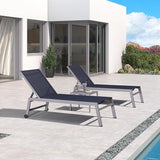 PURPLE LEAF Outdoor Chaise Lounge Set for 2 Oversized Pool Lounge Chairs with Easy-to-Move Wheels and Adjustable - Photo 8