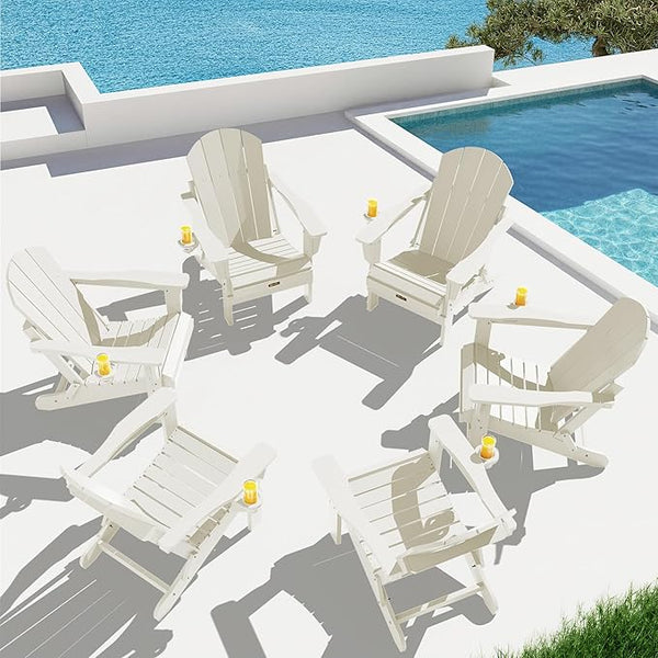 SERWALL Folding Adirondack Chair Set of 6 - Folding Adirondack Chairs with Cup Holder - Photo 1