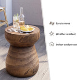HOMPUS Outdoor Side Table with White Checkerboard Grain Tabletop Mushroom Shaped MgO Lightweight End Tables Modern - Photo 5