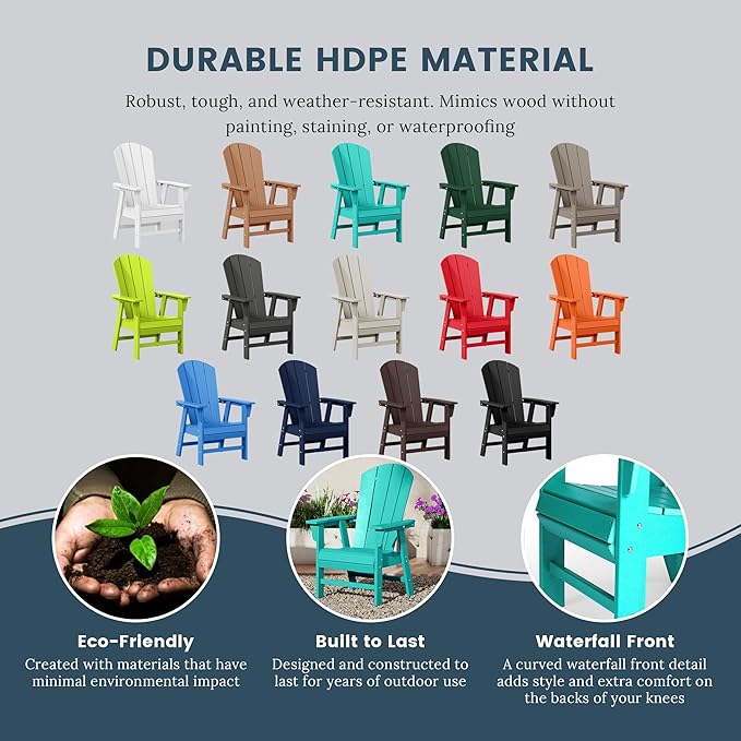 WO WESTIN OUTDOOR HDPE Laguna Adirondack Casual Patio Dining Chair,Turquoise