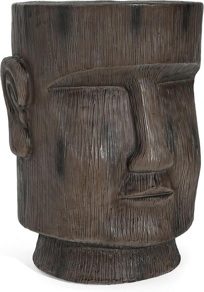 Christopher Knight Home Myan Concrete Outdoor Side Table, MGO Moai Statue Pedestal End Table, Small Coffee Table for Patio Garden, Easter Island Moai Outdoor Plant Stand for Balcony Yard Lawn, Grey