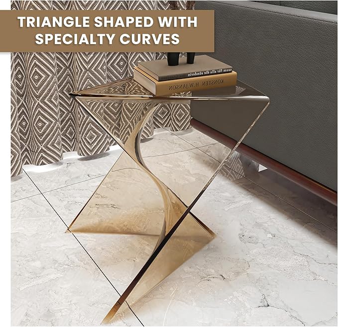 LeisureMod 15.75" Triangular Side Table, Stackable Plastic Accent End Table for Indoor & Outdoor Use - Photo 5