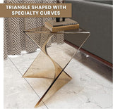 LeisureMod 15.75" Stackable Weather-Resistant Plastic Triangular Side Table - Transparent Amber Accent End Table for - Photo 5