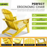 LOUNZY Folding Adirondack Chair with Cup Holder, HDPE All-Weather Folding Patio Chair - Photo 5
