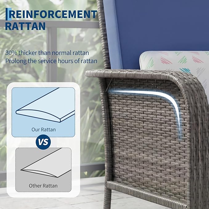 GarveeHome Outdoor Wicker Chairs Set of 2, All-Weather High Back Rattan Patio Furniture - Photo 3