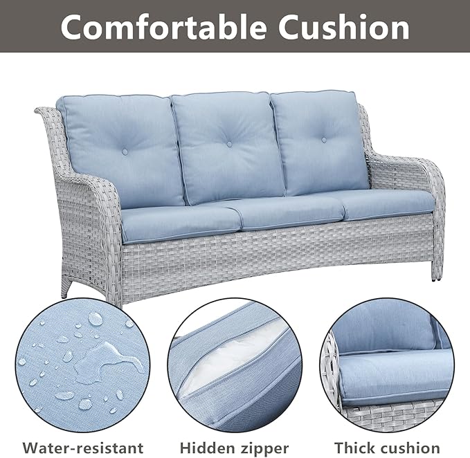 Rilyson Patio Furniture Swivel Chairs Set - 5 Piece Wicker Rattan Outdoor Sectional Conversation Sets with 2 Rocking - Photo 3