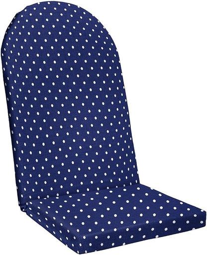 BrylaneHome Adirondack Chair Cushion - 44" L x 18" W x 2" H - Patio & Outdoor - Water, Stain & Fade Resistant - Evening Blue Dot
