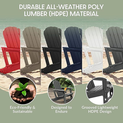 WestinTrends Tool-Free Assembly Outdoor Patio HDPE Plastic Adirondack Chair with Cup Holder, Gray