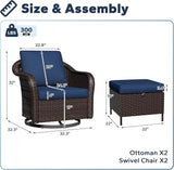 Outdoor Swivel Chairs Set with Ottomans, 4 PCS Patio Conversation Furniture Set with Removable Cushions - Photo 2