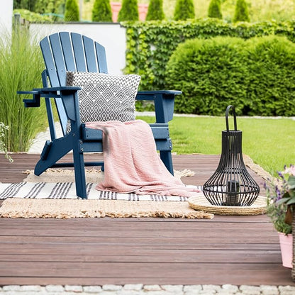 FUNBERRY Folding Adirondack Chair, HDPE All Weather Fire Pit Chairs with Cup Holder for Outdoor