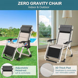 NAIZEA Padded Zero Gravity Chair, Folding Outdoor Lounge Chairs, Adjustable Reclining Camping Chairs with Cup Holder - Photo 4