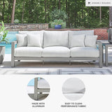 Signature Design by Ashley Moonlight View Contemporary Outdoor Nuvella Weather Resistant Fabric Sofa with Cushion and 4 - Photo 4
