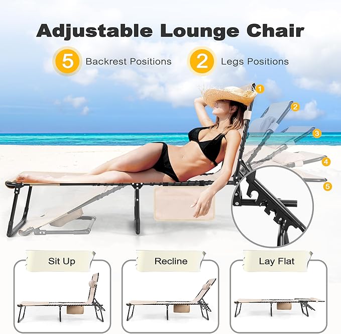 NUU GARDEN Outdoor Foldable Chaise Lounge Chairs - Photo 5