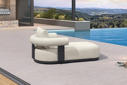 PURPLE LEAF Outdoor Chaise Lounge 1 Piece Chair Modern Aluminum Lounger Daybed with Lumbar Pillow and Armrest for Patio Poolside Beach Sunbathing Deck, White