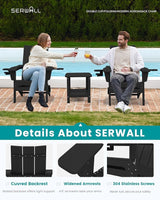 SERWALL Adirondack Chair with Dual Cup Holders, Folding Modern Adirondack Chair - Photo 4