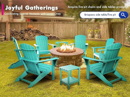 BRIOPAWS Adirondack-Chairs-Set of 6 | Fire Pit Chair | Oversized | HDPE Plastic | Weather Resistant | for Deck Outdoor Poolside Campfire | Aqua