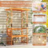 6.25ft Garden Arbor with Bench, Wooden Arch w/Side Trellis for Climbing Plants & Vines, 2-Person Outdoor Seating - Photo 5