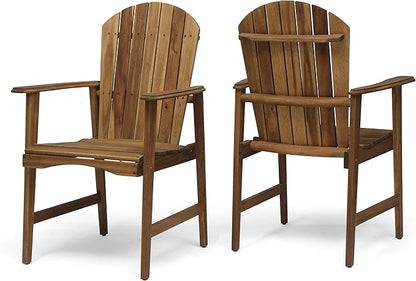 Great Deal Furniture Easter Outdoor Weather Resistant Acacia Wood Adirondack Dining Chairs (Set of 2), Natural Finish