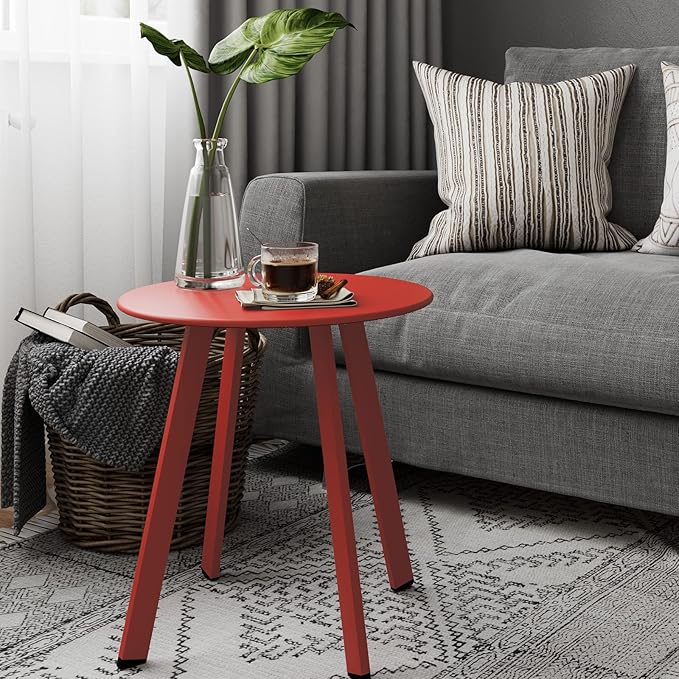 Grand patio Outdoor Side Table Round End Table with Square Feet Small Accent Table Great for Patio Balcony