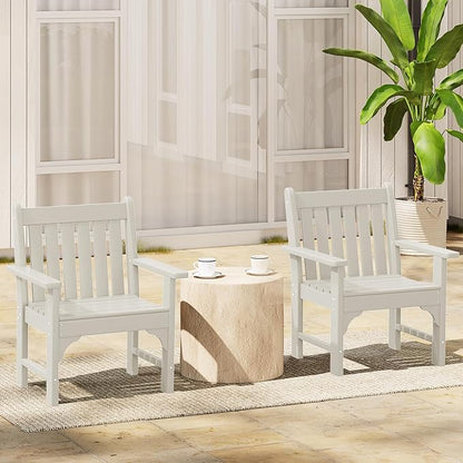 Costaelm Outdoor Dining Arm Chair, Patio HDPE Garden Dining Table Chair, Poly Lumber Waterproof Restaurant Bistro Farmhouse Chairs for Outside Porch Backyard, Sand