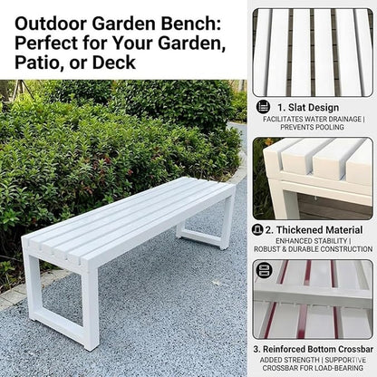 Outdoor Bench Backless Metal Garden Bench, 3.3ft 3.9ft 4.9ft 5.9ft Heavy Duty Weatherproof Patio Bench for 2-3 Person Seating, Steel Park Benches for Outside Yard Front Porch Deck(Red,5.9ft)