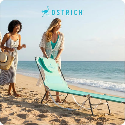 Ostrich the Ladies Comfort Lounger with Chest Support, Foldable and Portable Reclining Outdoor Patio Beach Lawn Camping Pool Tanning Chair, Teal