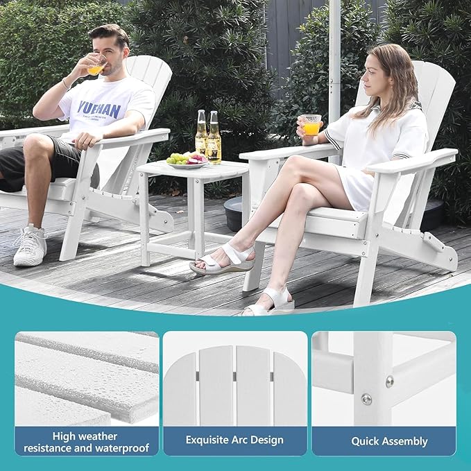 Adirondack Outdoor Side Table - 16.5" Square 2-Tier Patio Table with Weatherproof HDPE Material - Photo 5