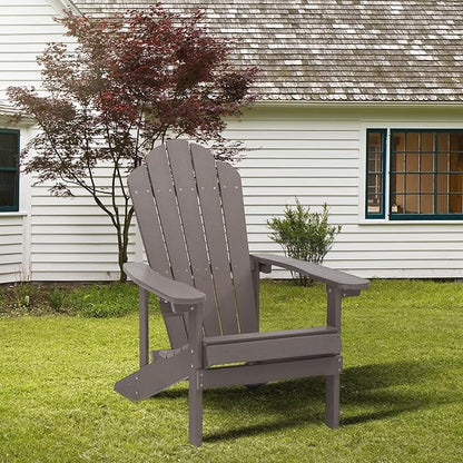 ELEGANT Folding Adirondack Chairs, Patio Chairs, Lawn Chairs, Outdoor Chair, Adirondack Chair Wood, Fire Pit, Weather Resistant for Deck, Backyard, Garden(Gray)