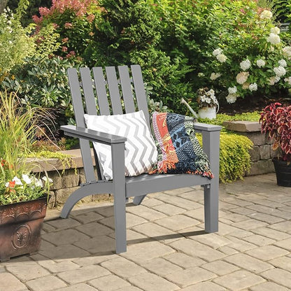 Giantex Adirondack Chair Acacia Wood Outdoor Chairs, 350 lbs Weight Capacity, Weather Resistant Campfire Chairs for Lawn Seating, Garden, Poolside, Balcony, Patio Adirondack Lounger, Gray