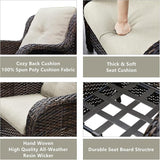 HUMMUH 6 Pieces Patio Furniture Set with Fire Pit Table High Back Outdoor Conversation Set Wicker Patio Couch Outdoor - Photo 4