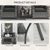 Outsunny Rattan Side Table, Outdoor End Table with Storage Shelf, Aluminum Frame Square - Photo 7