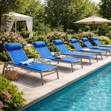 Kozyard Wilson Adjustable EDP Coated Wrought Iron Frame and Breathable Textilence Seat Chaise Lounge Chair (Blue - Photo 4