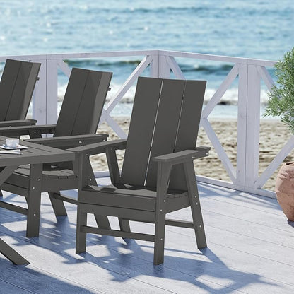 WestinTrends Ashore Outdoor Patio HDPE Plastic Modern Adirondack Dining Chair Gray