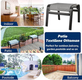 Outdoor Patio Ottoman Seat Textilene Portable Metal Footstool Portable Footrest Patio Chairs 2 Set Grey - Photo 6