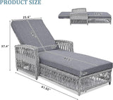 Merax Patio Chairs Set of 2, Wicker Long Reclining Chaise with Adjustable Backrest - Photo 2