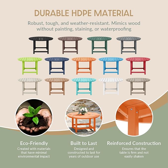 WestinTrends Dylan 5-Piece Outdoor Patio HDPE Adirondack Chair with Round Coffee Table Conversation Set, Orange