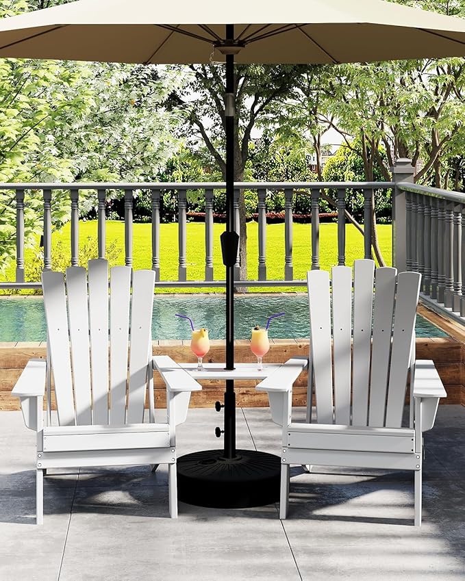 GREENVINES Folding-Adirondack-Chairs-Set-of-6 | HDPE Plastic | Throne Series | Fire Pit Chair | All Weather | for Outdoor Patio Deck Backyard Poolside | White