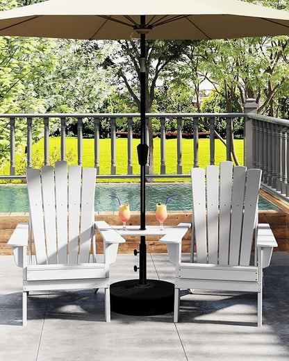 GREENVINES Folding-Adirondack-Chairs-Set-of-2 | HDPE Plastic | Throne Series | Fire Pit Chair | All Weather | for Outdoor Patio Deck Backyard Poolside | White