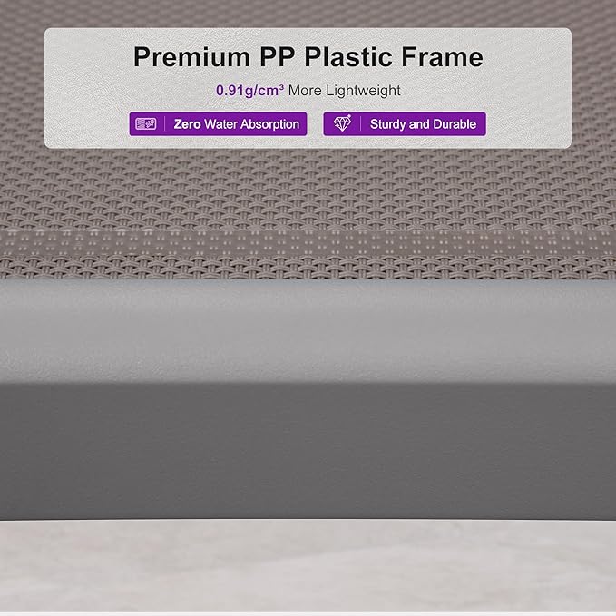 PURPLE LEAF Patio Chaise Lounge Chair Set of 3 Outside Aluminum Plastic Stackable Tanning Chairs for Pool Sunbathing Beach Deck Outdoor Lounger, Taupe