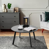 Outdoor Side Table, Outdoor/Indoor Metal Steel Patio Coffee Table, Round Weather Resistant Anti-Rust (Black) - Photo 2