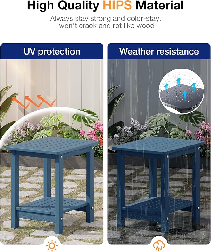 YEFU Outdoor Side Table for Patio: 16" HIPS Weather - Resistant Adirondack Tables - Waterproof Small Square End Tables - Photo 5