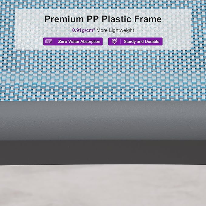 PURPLE LEAF Patio Chaise Lounge Chair Outside Aluminum Plastic Stackable Tanning Chairs for Pool Sunbathing Beach Deck Outdoor Lounger, Light Blue