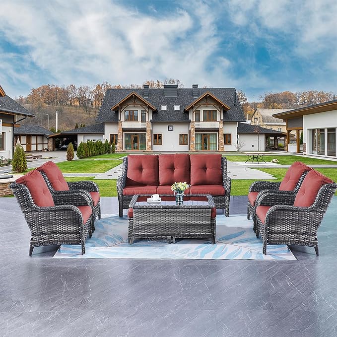 Rilyson Wicker Patio Furniture Chairs Set - 8 Piece Rattan Outdoor Patio Sectional Conversation Sets with Sofa - Photo 8