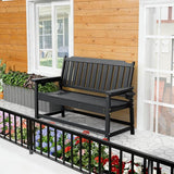 Outdoor Bench with Cup Holder All-Weather HDPE Fade Resistant Garden Bench 660 lbs Bearing 2-Seat Front Porch Furniture - Photo 9