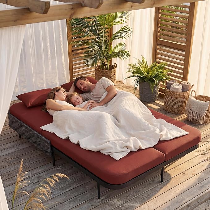 BULEXYARD 51.2" Double Chaise Lounge Outdoor, 2-Person PE Wicker Patio Daybed with Dual 5-Position Adjustable Backrest - Photo 4